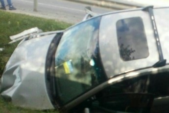 Біля Луцька автівка від удару злетіла у кювет. Фото