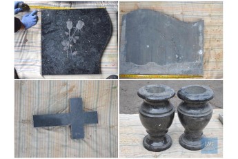 На Волині під час обшуку поліція виявила раніше викрадені з кладовища могильні плити (фото для опізнання)