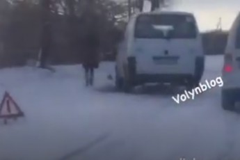 У місті на Волині мікроавтобус врізався у дерево (відео)