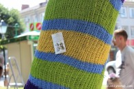 Мешканці Луцька обмотали дерева пряжею усіх кольорів веселки