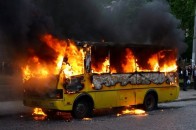 У Харкові горіла маршрутка з пасажирами