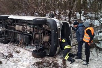 У селі під Луцьком мікроавтобус перекинувся у кювет (фото)