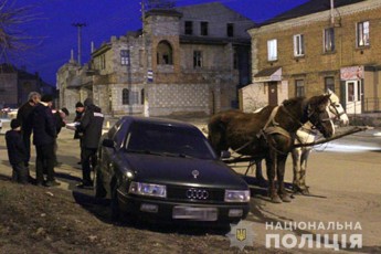 Чоловік на викрадених конях врізався в автомобіль