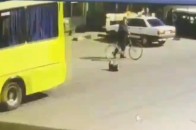 На Волині чоловік штовхнув під маршрутку собаку, який на нього гавкав (відео 18+)