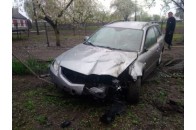На Волині автомобіль на великій швидкості вилетів на людське обійстя (фото)