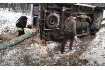 На Волині автомобіль злетів з траси у кювет (відео)